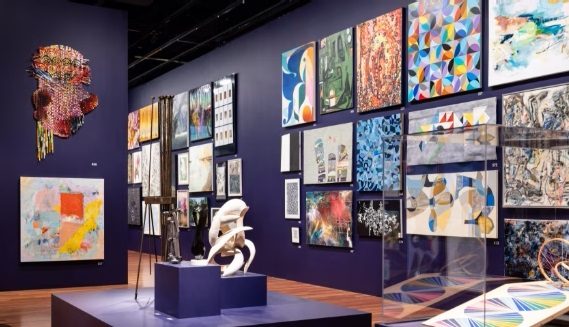 Artworks displayed at an exhibition